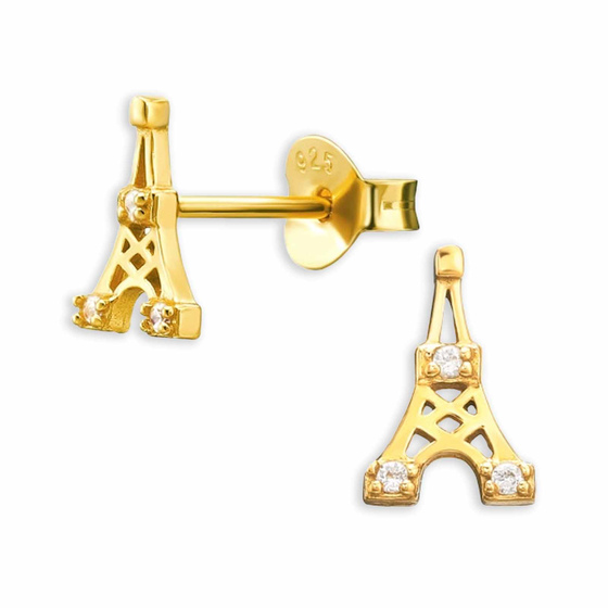 Silberne Eiffelturm Ohrstecker mit Zirkonia | Glamourses Paris-Flair