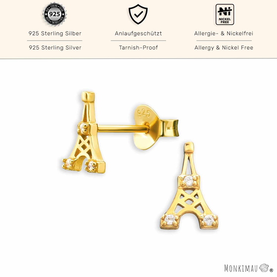 Silberne Eiffelturm Ohrstecker mit Zirkonia | Glamourses Paris-Flair