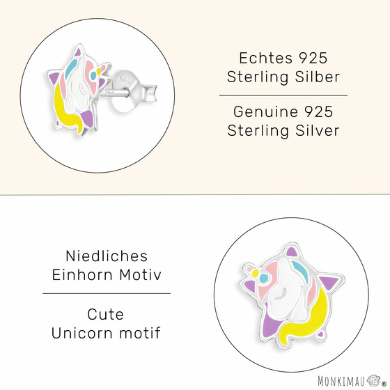 Einhorn Stern Kinder Ohrringe aus 925 Silber