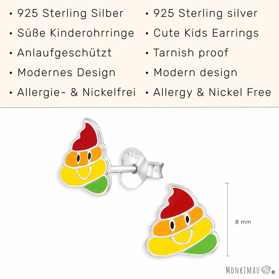Kaka Emoji Kinder Ohrringe aus 925 Silber