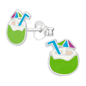 Kokosnuss Wasser Kinder Ohrringe aus 925 Silber