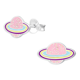 Saturn Planet Kinder Ohrringe aus 925 Silber