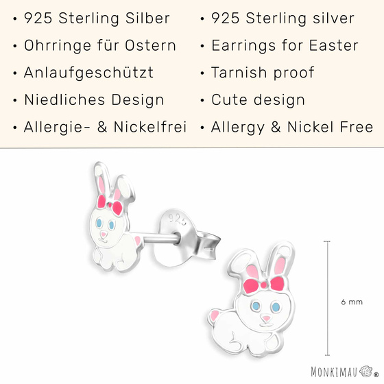 Kaninchen Kinder Ohrringe aus 925 Silber