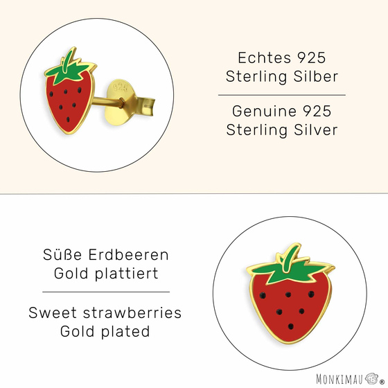 Erdbeeren Kinder Ohrringe aus 925 Silber