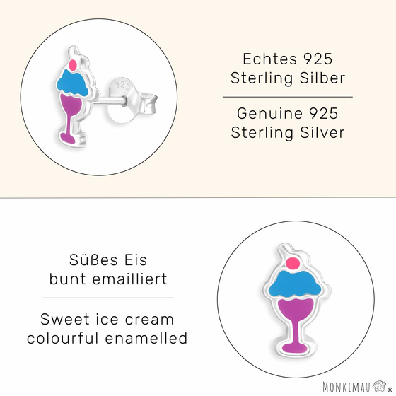 Eisbecher Kinder Ohrringe aus 925 Silber