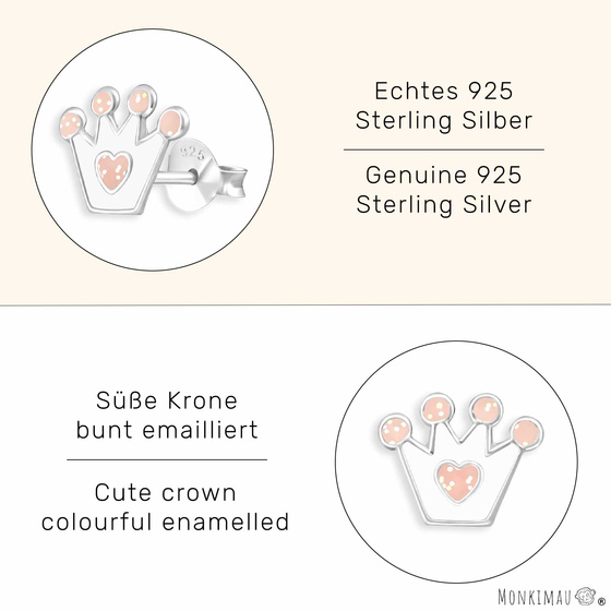 Prinzessin Kronen Kinder Ohrringe aus 925 Silber