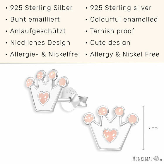 Prinzessin Kronen Kinder Ohrringe aus 925 Silber