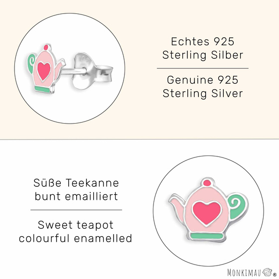 Tee Kanne Kinder Ohrringe aus 925 Silber