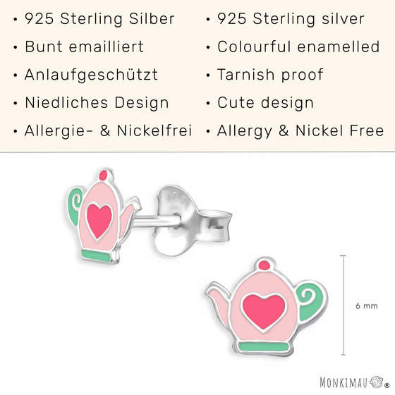 Tee Kanne Kinder Ohrringe aus 925 Silber