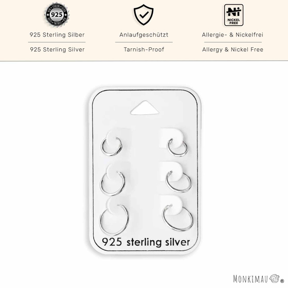 Exklusives Ohrreifen-Set aus 925 Sterling Silber ? Verschiedene Gr��en
