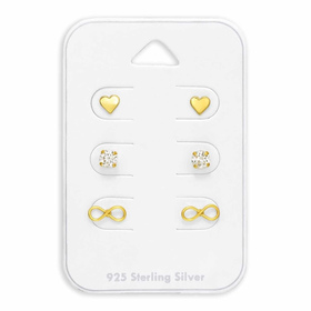 Unendliche Liebe Ohrstecker Set in Gold mit Zirkonia auf...