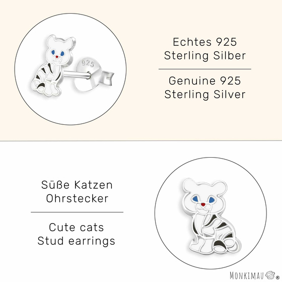 Katzen Kinder Ohrringe aus 925 Silber