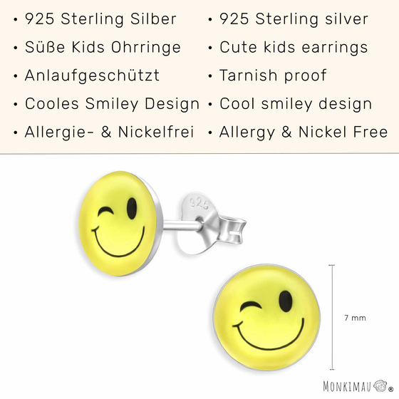 Emoji Kinder Ohrringe aus 925 Silber