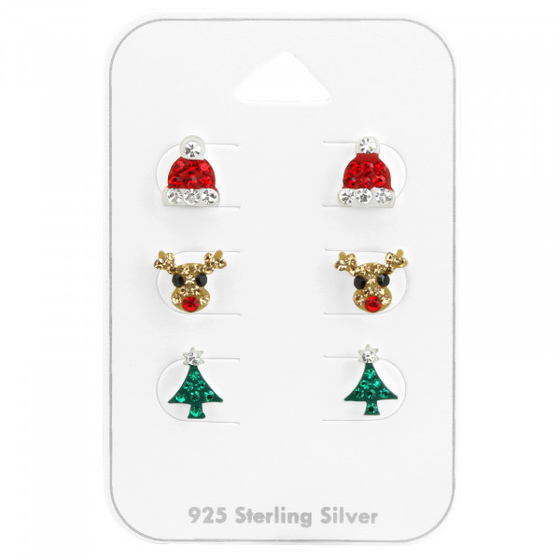 Weihnachten Kinderohrringe Set aus 925 Silber