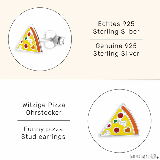 Pizza Kinder Ohrringe aus 925 Silber