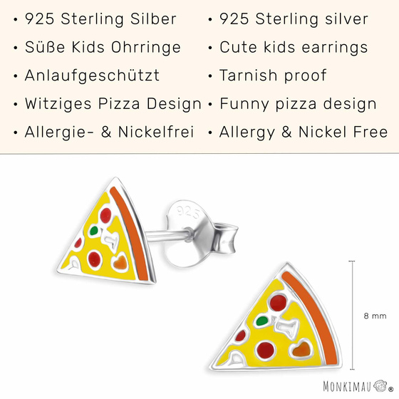 Pizza Kinder Ohrringe aus 925 Silber