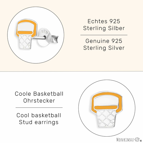 Basketball Korb Kinder Ohrringe aus 925 Silber