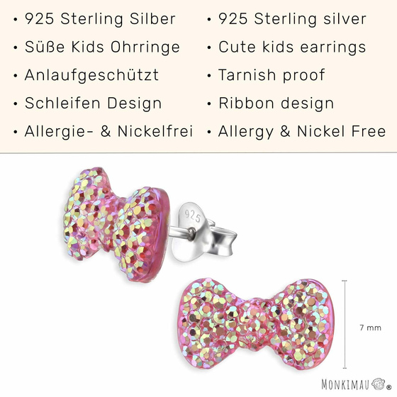 Schleifen Kinder Ohrringe aus 925 Silber