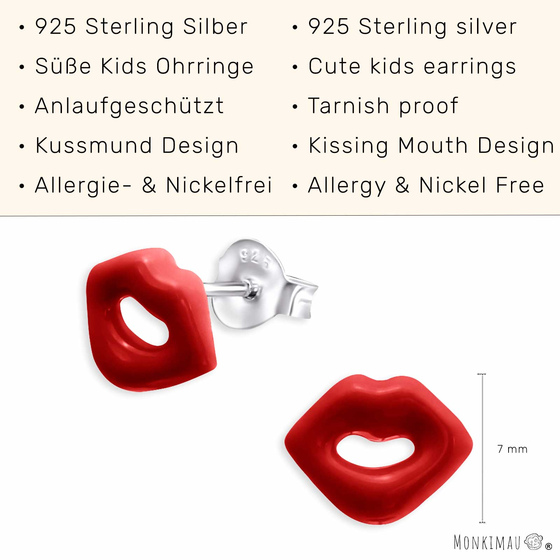Kussmund Kinder Ohrringe aus 925 Silber