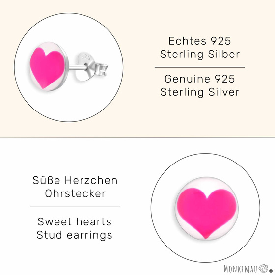 Herz Kinder Ohrringe aus 925 Silber