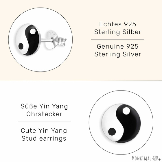 Yin Yang Kinder Ohrringe aus 925 Silber