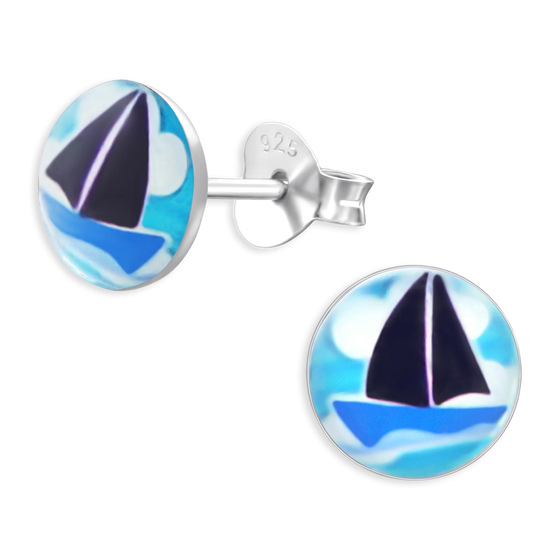 Segelboot Kinder Ohrringe aus 925 Silber