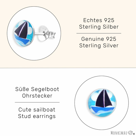 Segelboot Kinder Ohrringe aus 925 Silber
