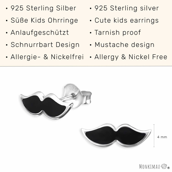 Bart Kinder Ohrringe aus 925 Silber