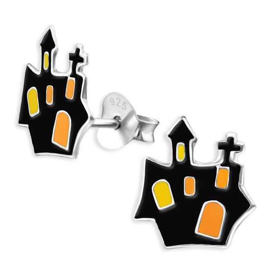 Halloween Geisterhaus Kinder Ohrringe aus 925 Silber