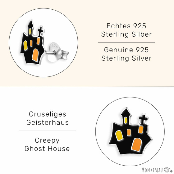 Halloween Geisterhaus Kinder Ohrringe aus 925 Silber