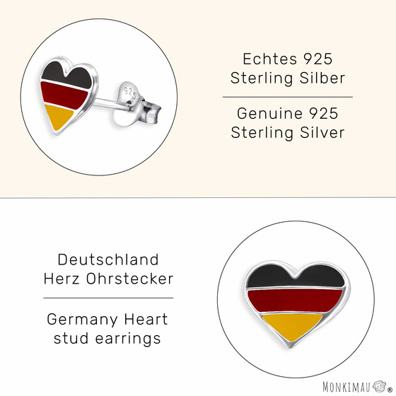 Deutschland Herz Kinder Ohrringe aus 925 Silber