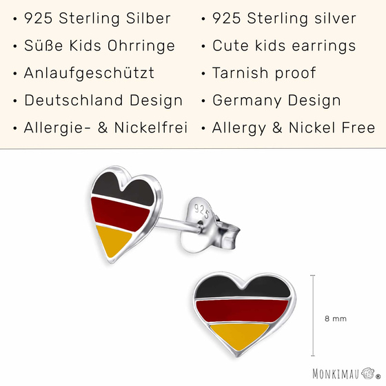 Deutschland Herz Kinder Ohrringe aus 925 Silber