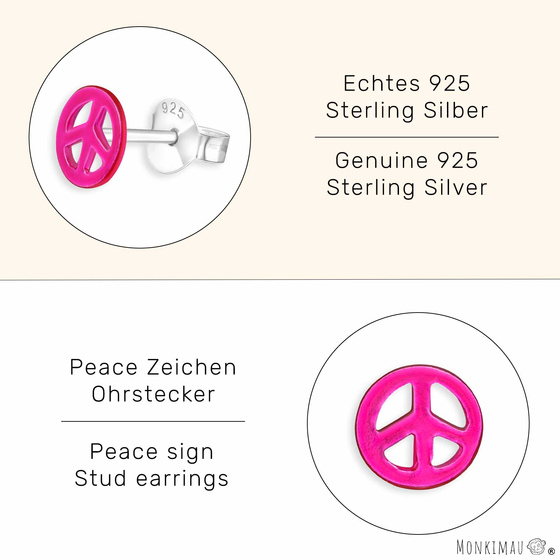 Peace Zeichen Kinder Ohrringe aus 925 Silber