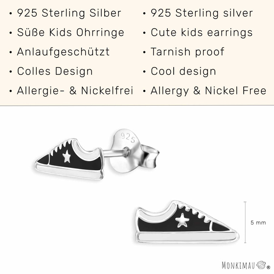 Turnschuhe Kinder Ohrringe aus 925 Silber