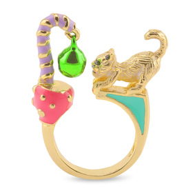Auf dem Bild zu sehen sind Damen Ringe mit Katze Glocke...