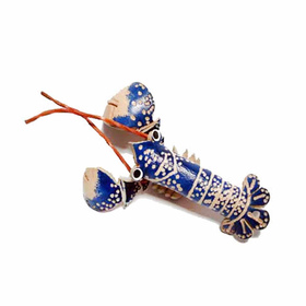 Blauer Lobster Schlüsselanhänger aus Leder