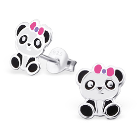 Auf dem Bild zu sehen sind Kinder Ohrringe Pandabär...