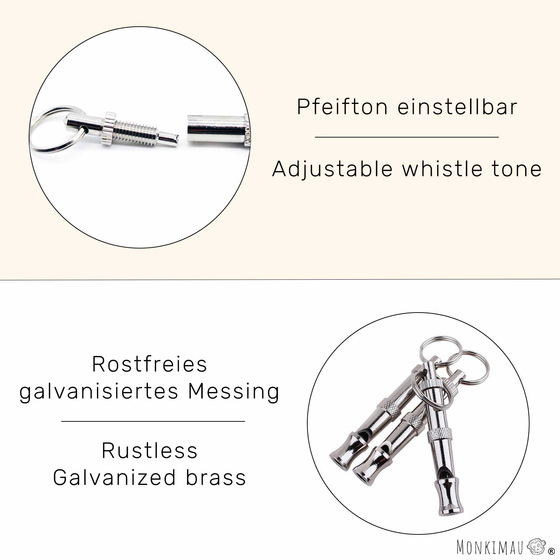 Hundepfeife einstellbar aus Messing