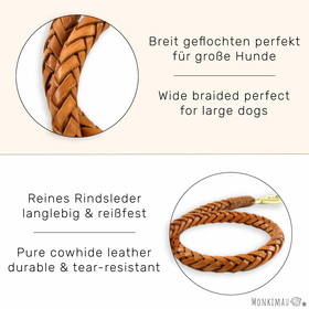 Hundeleine aus Leder in braun geflochten kaufen | Monkimau, 49,90