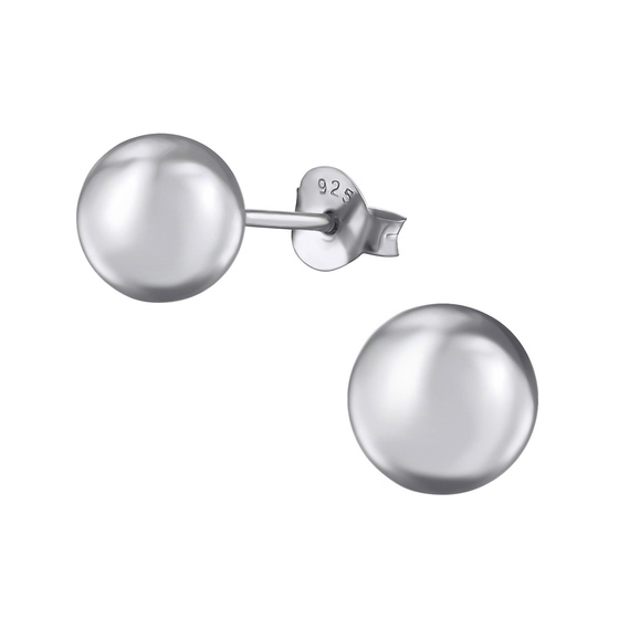 Auf dem Bild zu sehen sind Kinder Ohrringe Kugel Ohrstecker aus 925 Sterling Silver echt Silber mit Rhodium plattiert
