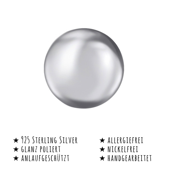 Das Bild mit Beschreibung zeigt Kinder Ohrringe Kugel Ohrstecker aus 925 Sterling Silver echt Silber mit Rhodium plattiert