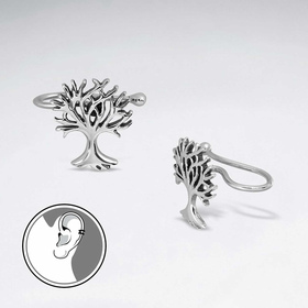 Monkimau Lebensbaum Clip Damen Ohrringe aus Silber