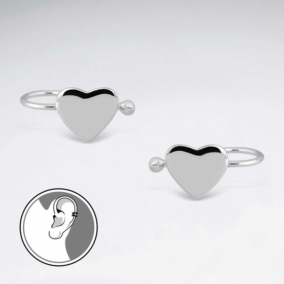 Monkimau Herz Clip Damen Ohrringe aus Silber
