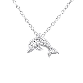 Auf dem Bild zu sehen ist eine Kinder Halskette Delfin...