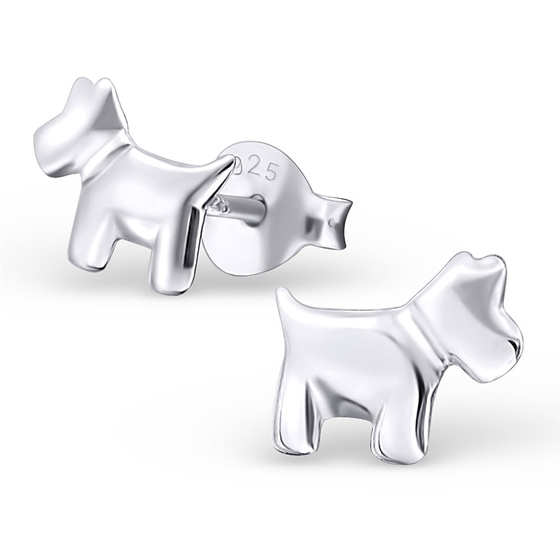 Auf dem Bild zu sehen sind Kinder Ohrringe Hund Ohrstecker aus 925 Sterling Silver echt Silber