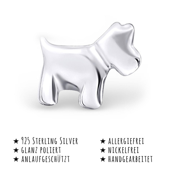 Das Bild mit Beschreibung zeigt Kinder Ohrringe Hund Ohrstecker aus 925 Sterling Silver echt Silber