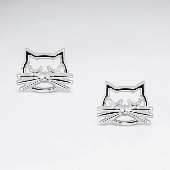 Monkimau Katzen Damen Ohrringe aus Silber