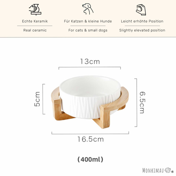 Hundenapf und Katzennapf aus Keramik wei� 400 ml