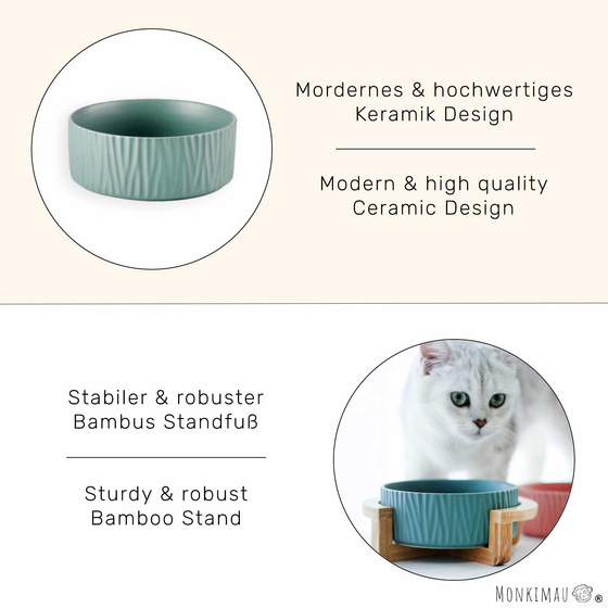 Hundenapf und Katzennapf aus Keramik gr�n 400 ml
