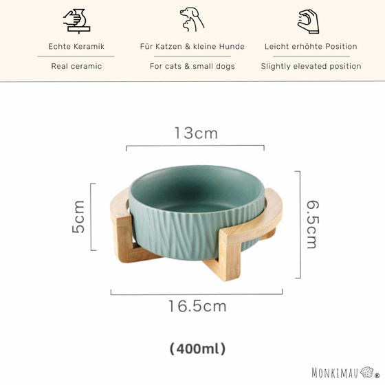 Hundenapf und Katzennapf aus Keramik gr�n 400 ml